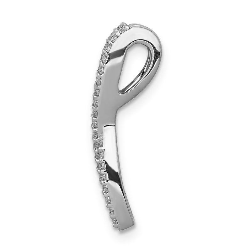14k White Gold Real Diamond and Ruby Fancy Twisted Chain Slide