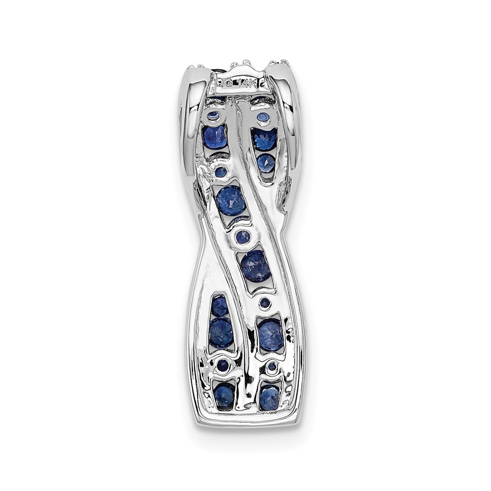 14k White Gold 1/3 ct. Real Diamond and Sapphire Fancy Twist Chain Slide