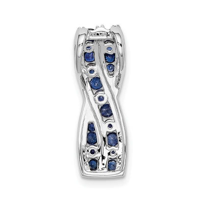 14k White Gold 1/3 ct. Real Diamond and Sapphire Fancy Twist Chain Slide