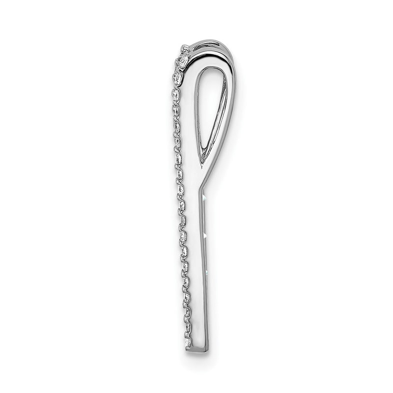 14k White Gold Real Diamond and Emerald Fancy Chain Slide