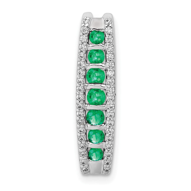 14k White Gold Real Diamond and Emerald Fancy Chain Slide