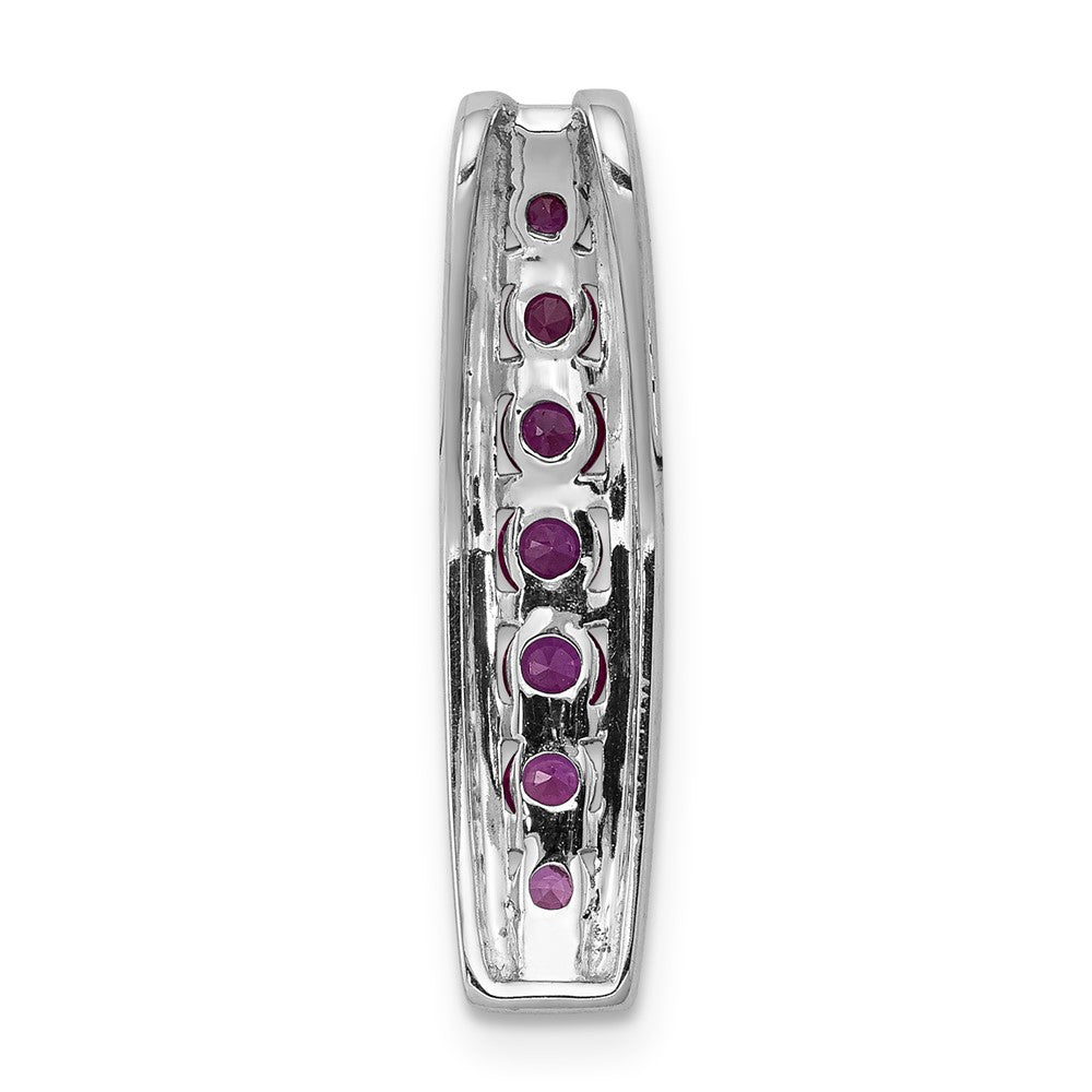 14k White Gold Real Diamond and .36 Ruby Fancy Chain Slide
