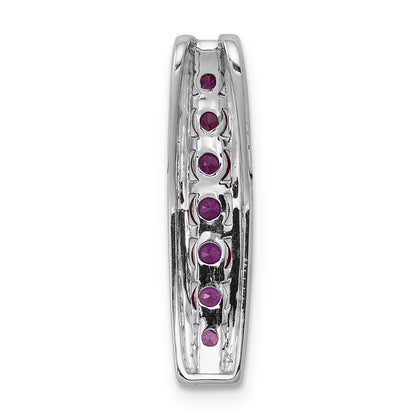 14k White Gold Real Diamond and .36 Ruby Fancy Chain Slide