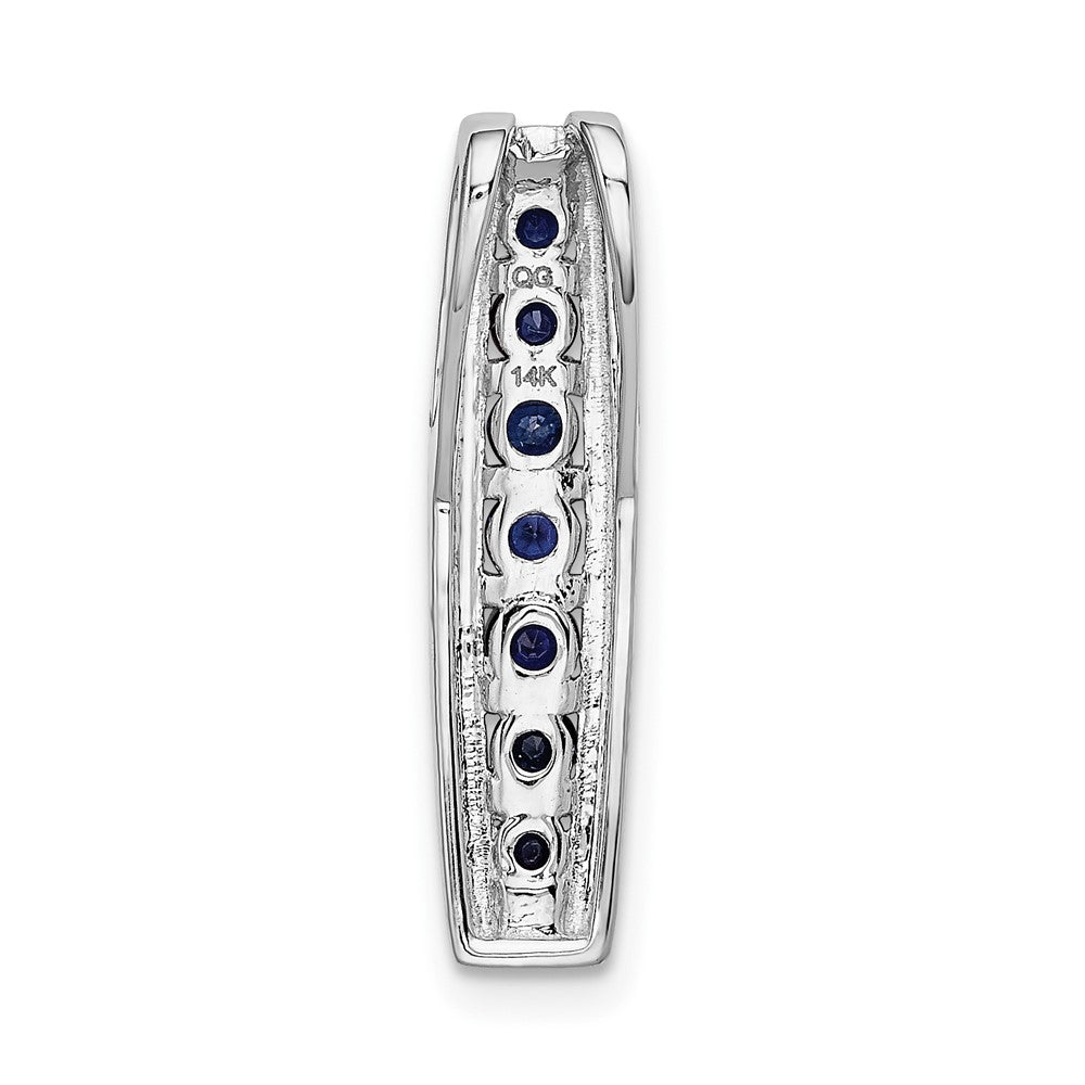 14k White Gold 1/5ct. Real Diamond and Sapphire Fancy Chain Slide