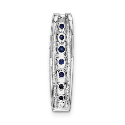 14k White Gold 1/5ct. Real Diamond and Sapphire Fancy Chain Slide