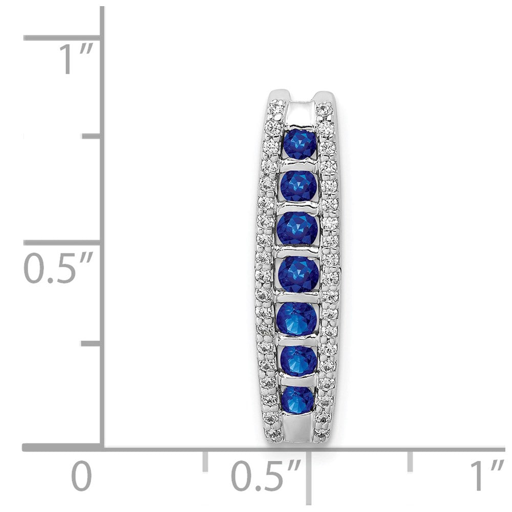 14k White Gold 1/5ct. Real Diamond and Sapphire Fancy Chain Slide