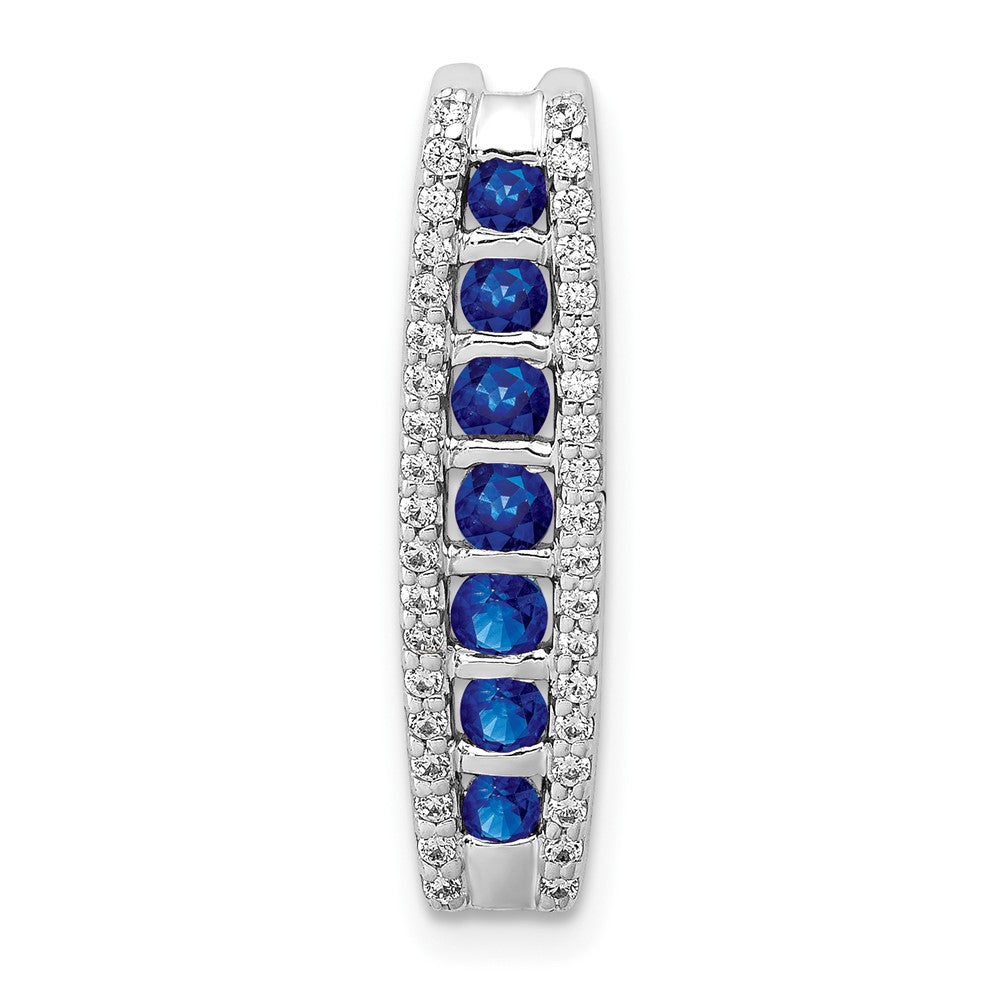 14k White Gold 1/5ct. Real Diamond and Sapphire Fancy Chain Slide