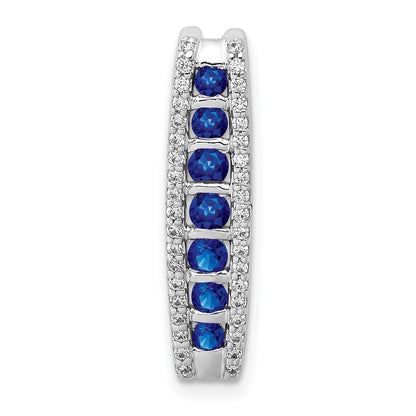 14k White Gold 1/5ct. Real Diamond and Sapphire Fancy Chain Slide