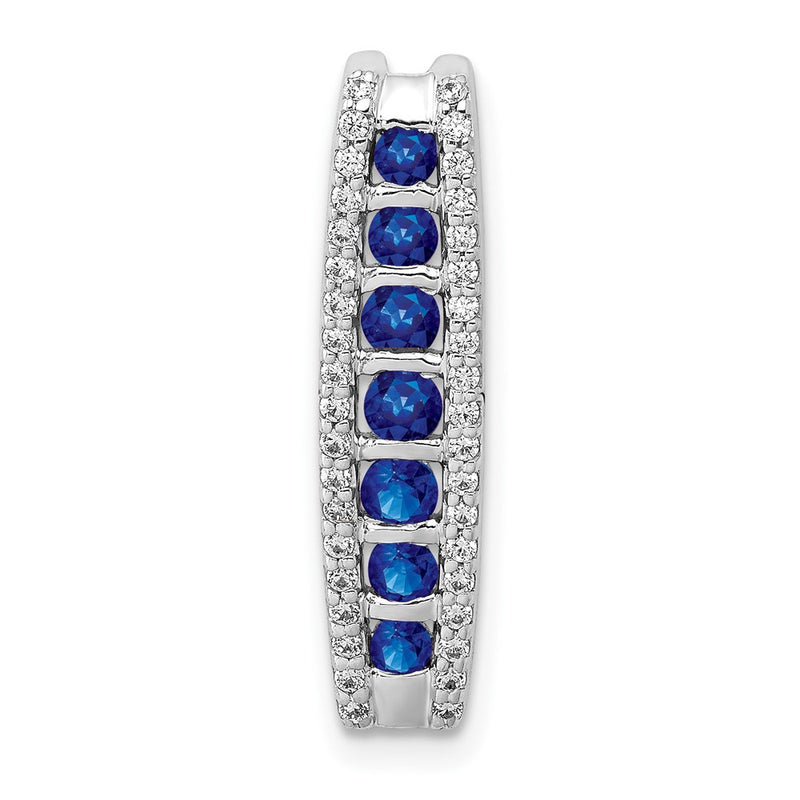 14k White Gold 1/5ct. Real Diamond and Sapphire Fancy Chain Slide