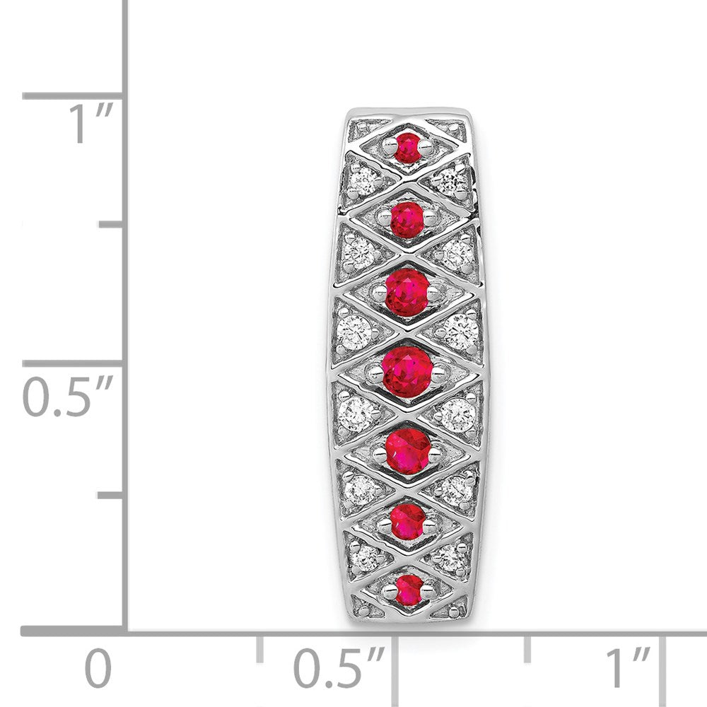 14k white goldlab grown real diamond si1 si2 g h i cr ruby fancy chain slide pm3850 ru 020 wlg