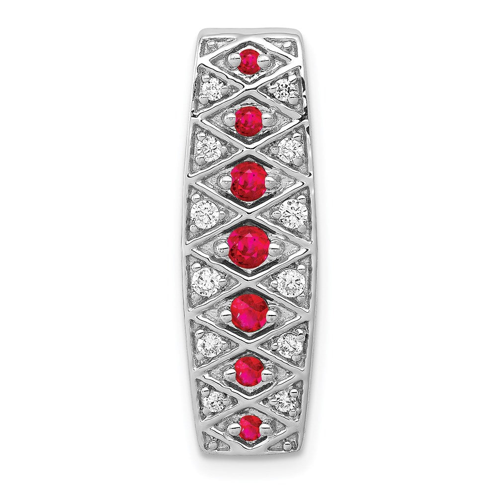 14k white goldlab grown real diamond si1 si2 g h i cr ruby fancy chain slide pm3850 ru 020 wlg