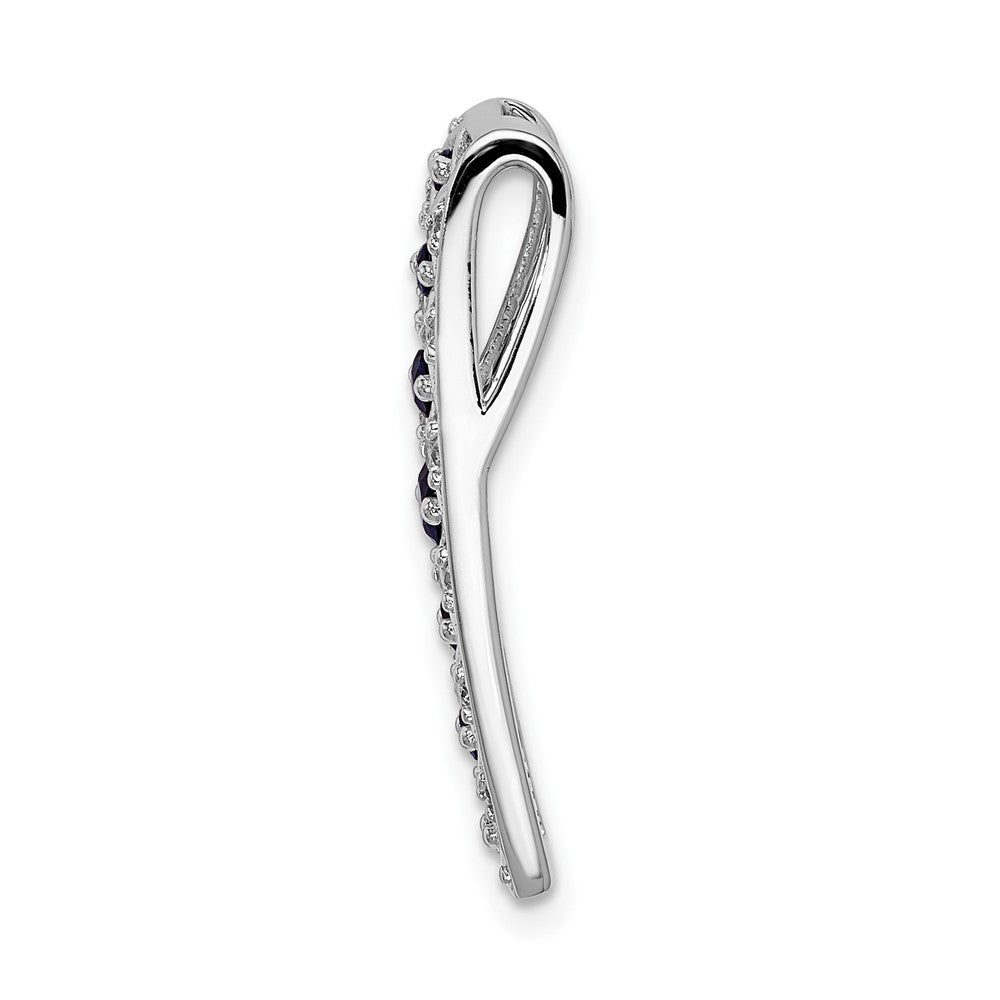 14k White Gold 1/5ct. Real Diamond and .31 Sapphire Fancy Chain Slide