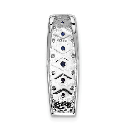 14k White Gold 1/5ct. Real Diamond and .31 Sapphire Fancy Chain Slide