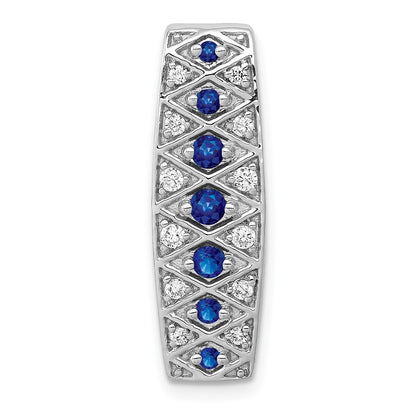 14k White Gold 1/5ct. Real Diamond and .31 Sapphire Fancy Chain Slide