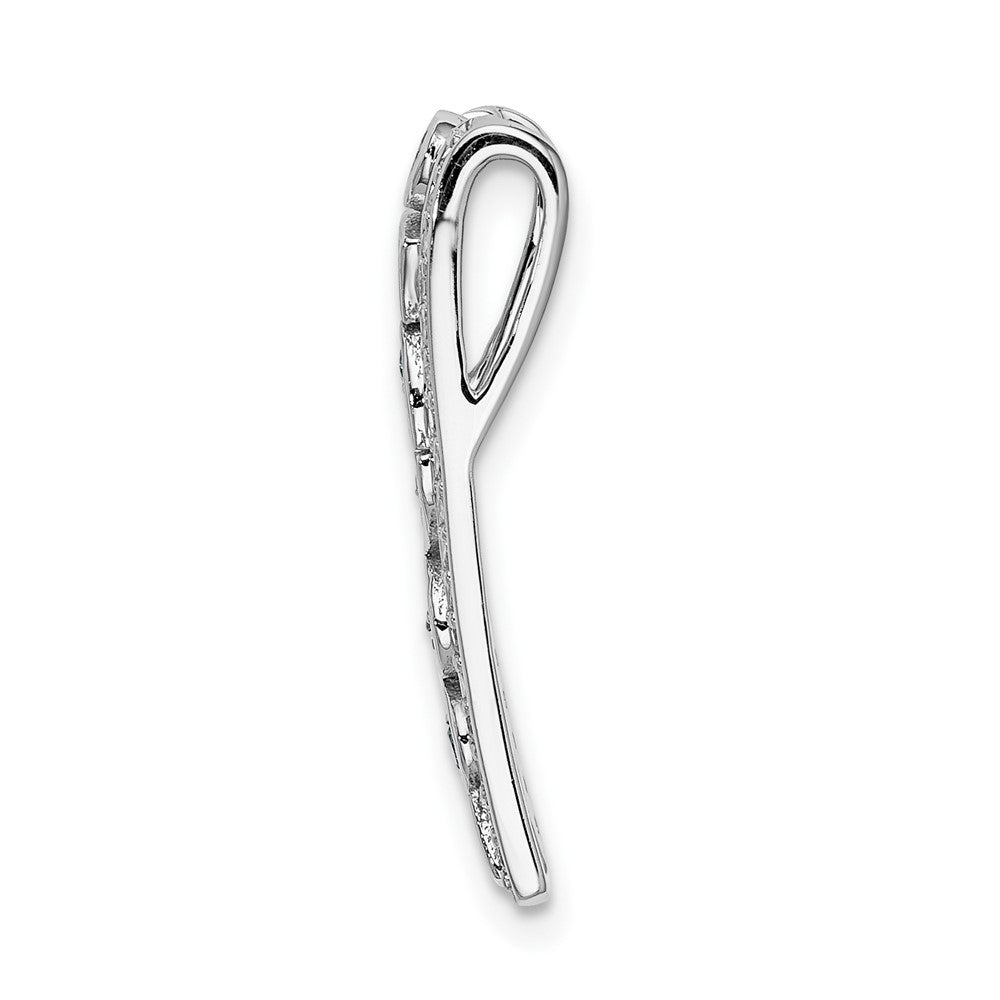 14k White Gold Real Diamond and Emerald Fancy Chain Slide