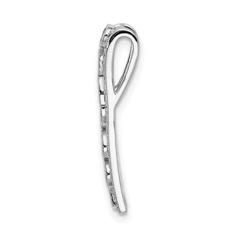 14k White Gold Real Diamond and .24 Ruby Fancy Chain Slide