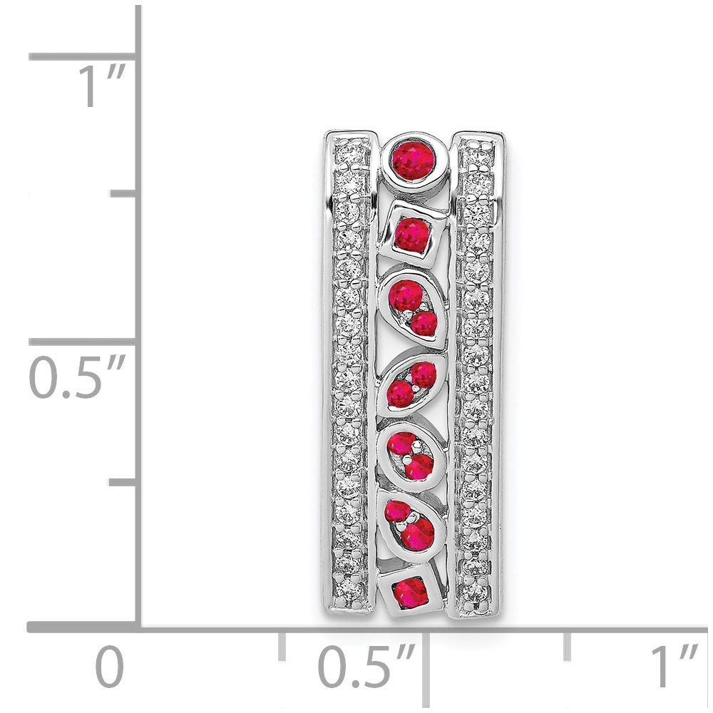 14k white gold real diamond and 24 ruby fancy chain slide pm3853 ru 020 wa