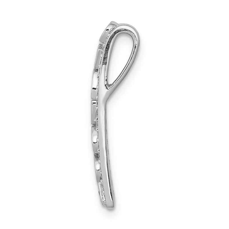 14k White Gold 1/5ct. Real Diamond and .24 Sapphire Fancy Chain Slide
