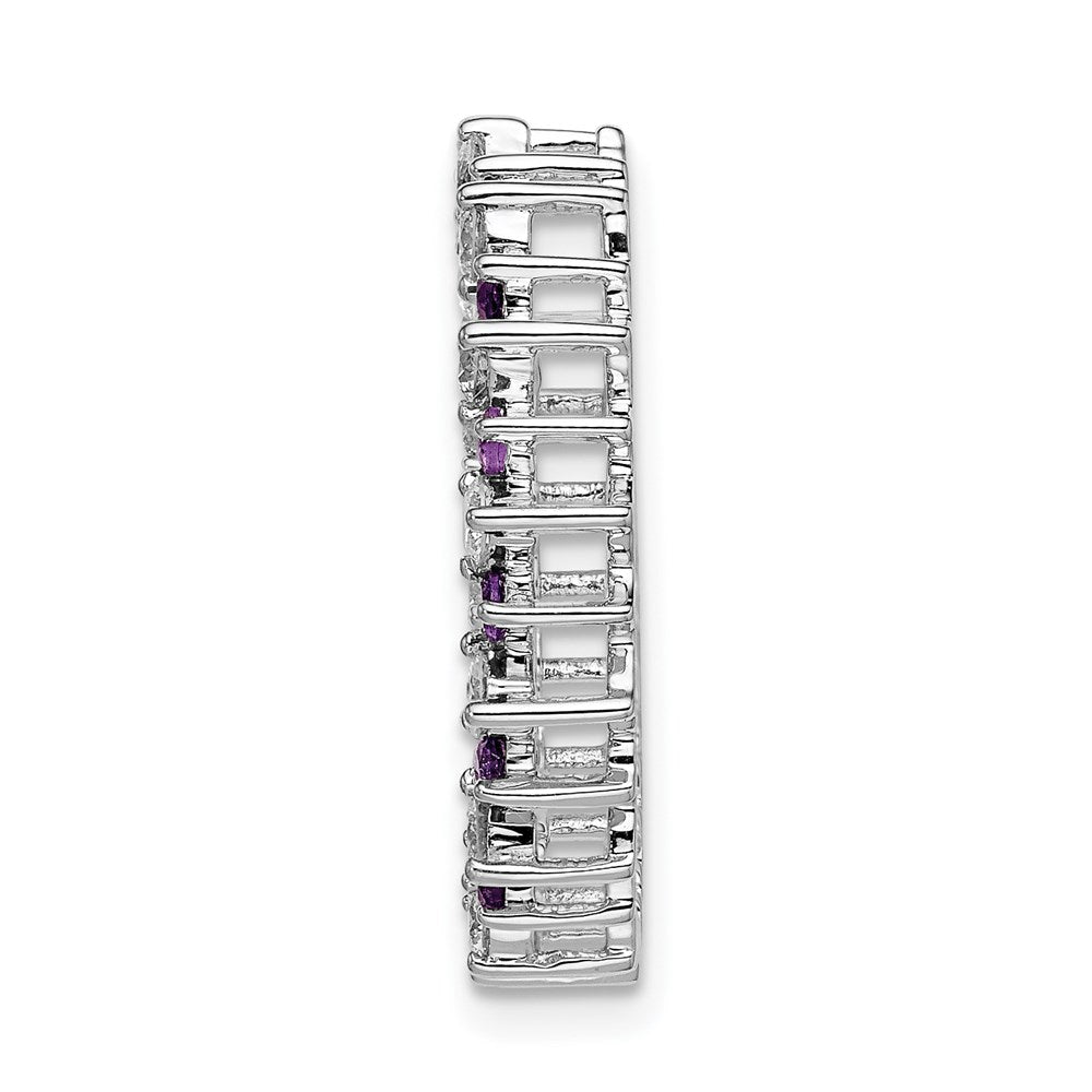 14k White Gold Real Diamond & .42 Amethyst Fancy Circle Chain Slide