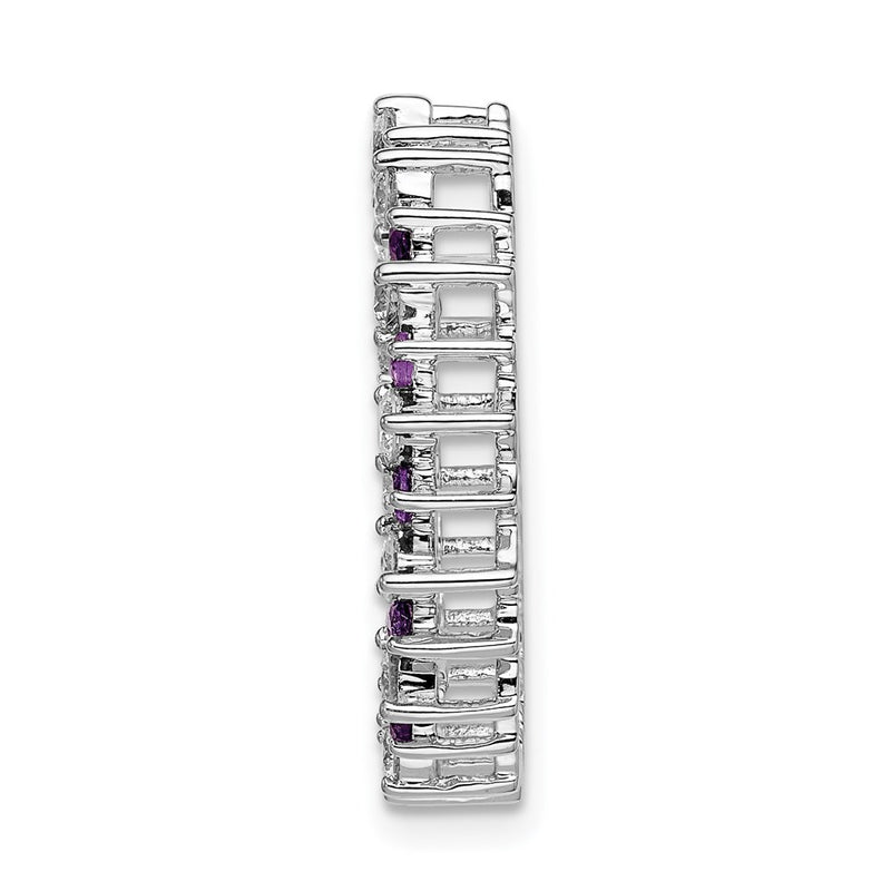 14k White Gold Real Diamond & .42 Amethyst Fancy Circle Chain Slide