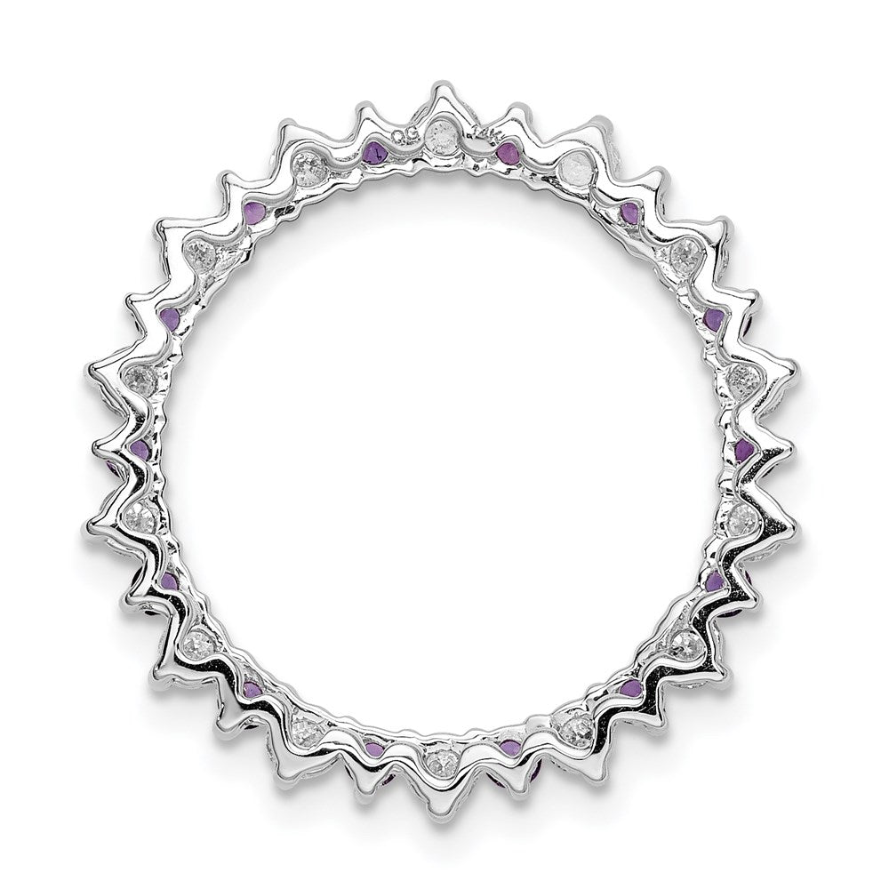 14k White Gold Real Diamond & .42 Amethyst Fancy Circle Chain Slide