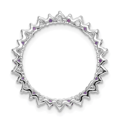 14k White Gold Real Diamond & .42 Amethyst Fancy Circle Chain Slide
