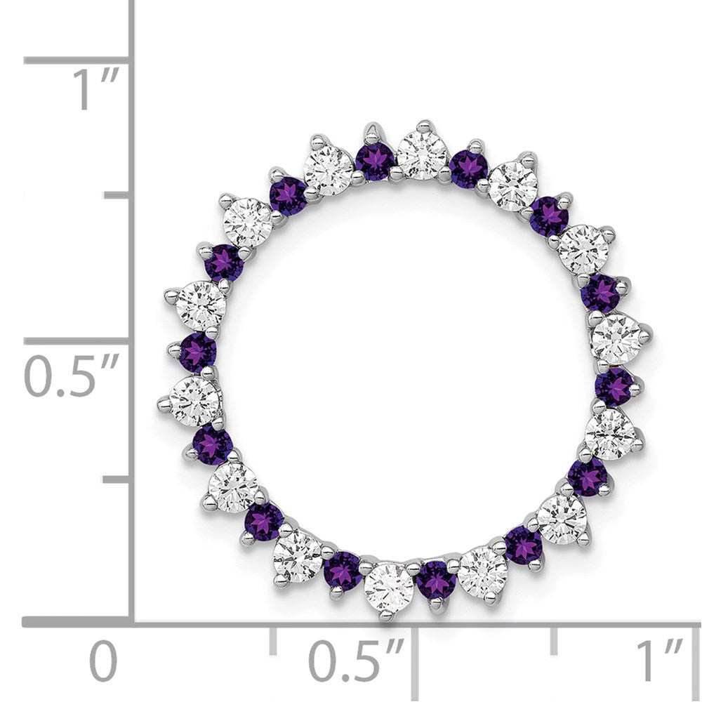 14k White Gold Real Diamond & .42 Amethyst Fancy Circle Chain Slide