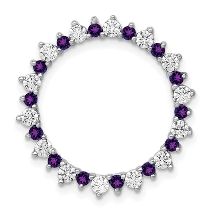 14k White Gold Real Diamond & .42 Amethyst Fancy Circle Chain Slide