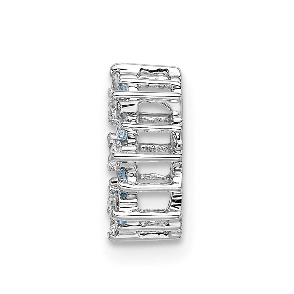 14k White Gold 1/8ct. Real Diamond/Blue Topaz Fancy Circle Chain Slide