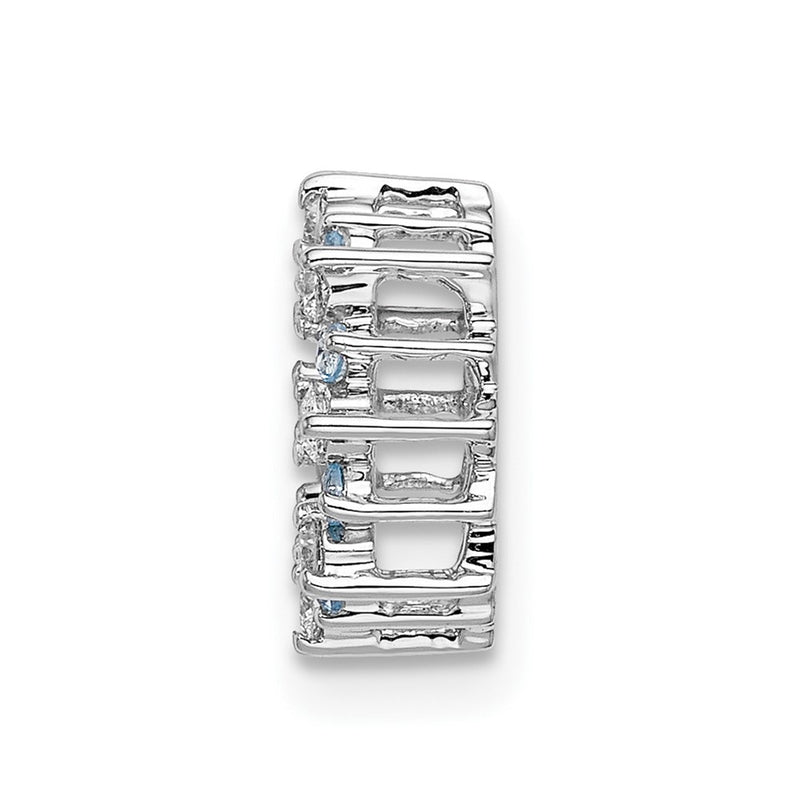 14k White Gold 1/8ct. Real Diamond/Blue Topaz Fancy Circle Chain Slide