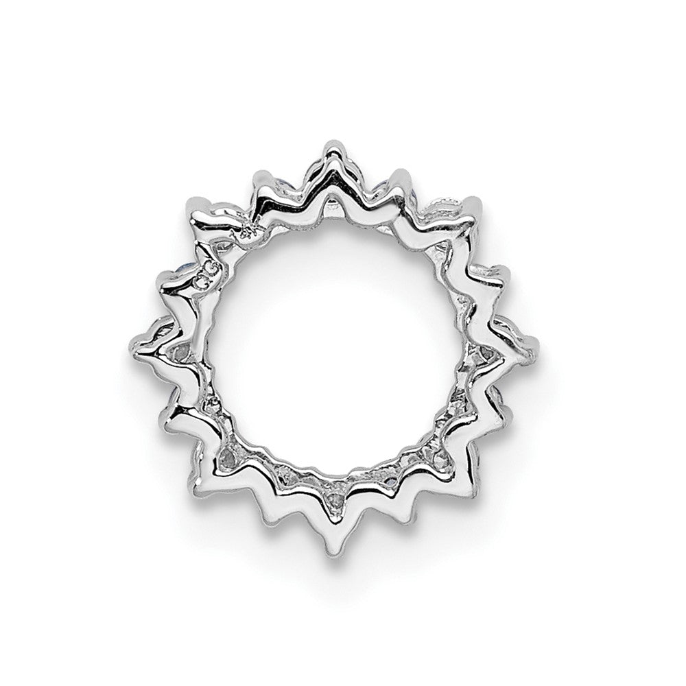 14k White Gold 1/8ct. Real Diamond/Blue Topaz Fancy Circle Chain Slide