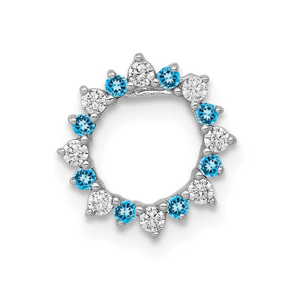 14k White Gold 1/8ct. Real Diamond/Blue Topaz Fancy Circle Chain Slide