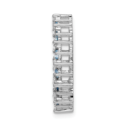14k White Gold 5/8ct. Real Diamond & Blue Topaz Fancy Circle Chain Slide