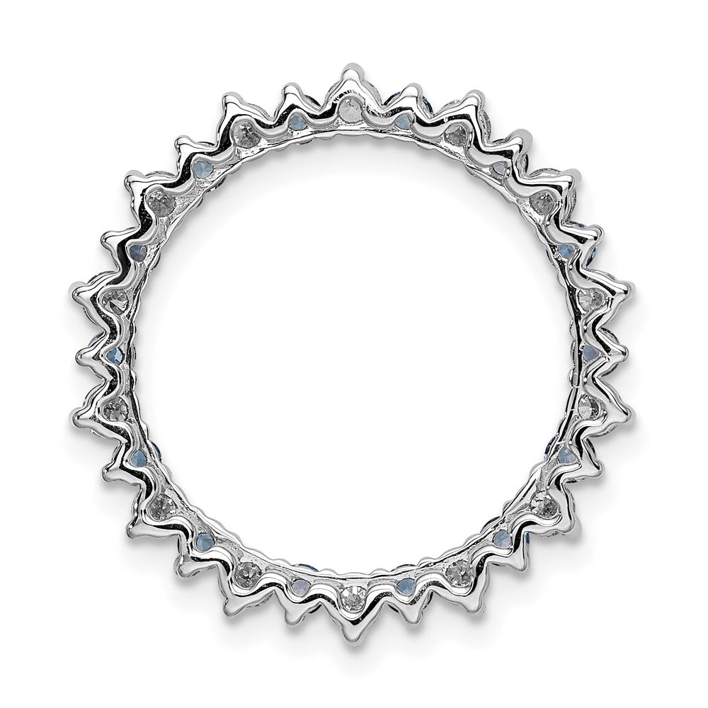 14k White Gold 5/8ct. Real Diamond & Blue Topaz Fancy Circle Chain Slide