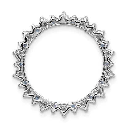 14k White Gold 5/8ct. Real Diamond & Blue Topaz Fancy Circle Chain Slide