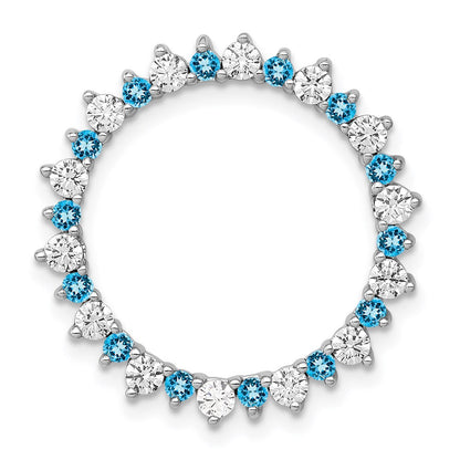 14k White Gold 5/8ct. Real Diamond & Blue Topaz Fancy Circle Chain Slide