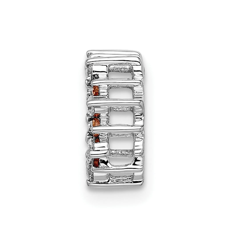 14k White Gold Real Diamond and .08 Citrine Fancy Circle Chain Slide