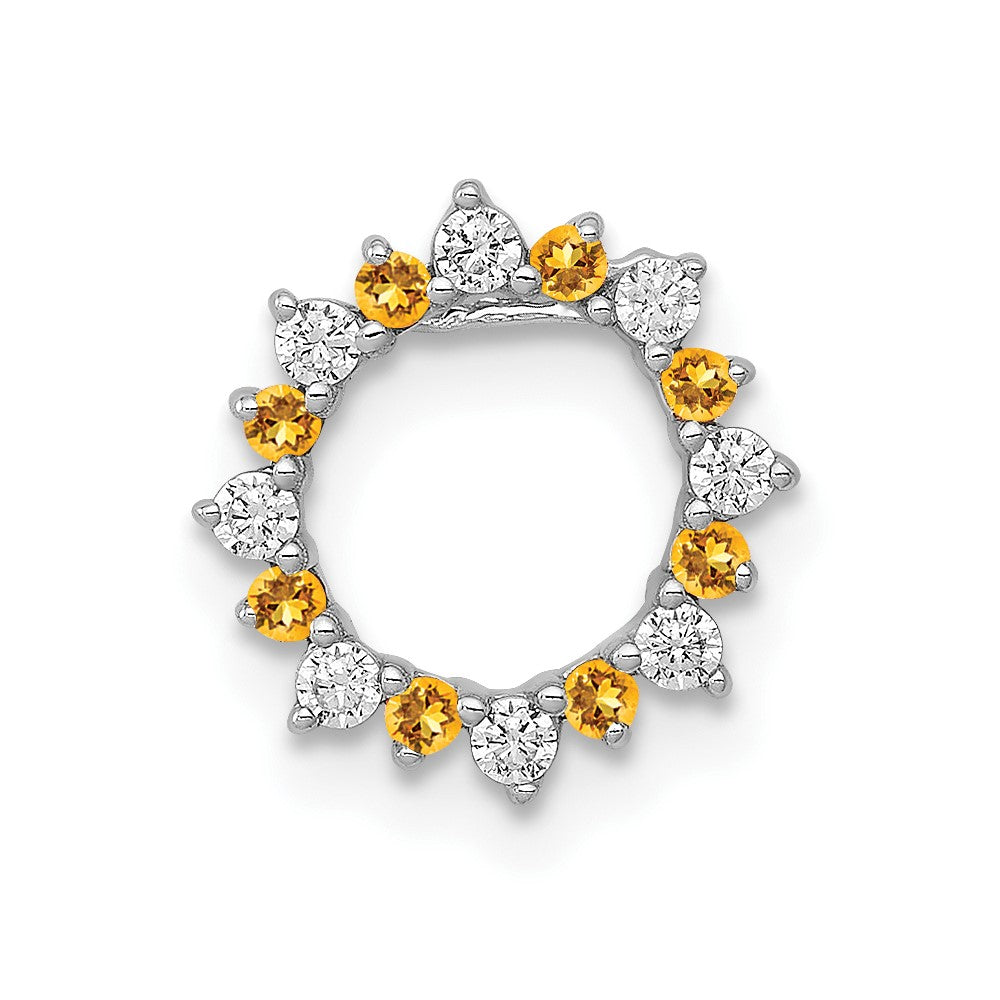14k white gold real diamond and 08 citrine fancy circle chain slide pm3855 ci 012 wa