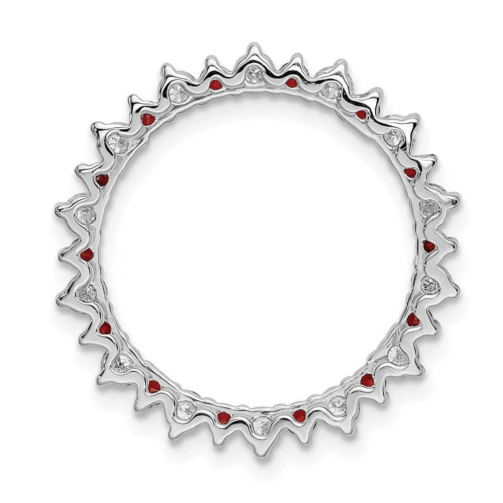14k White Gold Real Diamond & .42 Garnet Fancy Circle Chain Slide