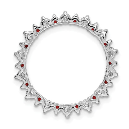 14k White Gold Real Diamond & .42 Garnet Fancy Circle Chain Slide