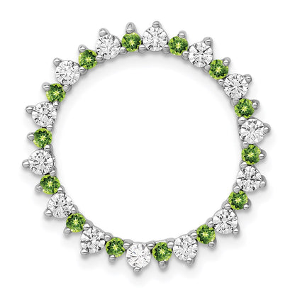 14k white gold real diamond 42 peridot fancy circle chain slide pm3855 pe 062 wa