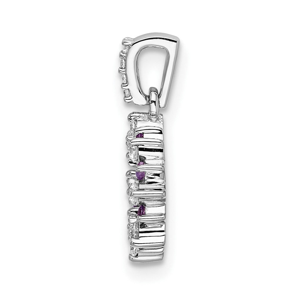 14k White Gold Real Diamond and .08 Amethyst Fancy Circle Pendant