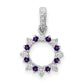 14k White Gold Real Diamond and .08 Amethyst Fancy Circle Pendant