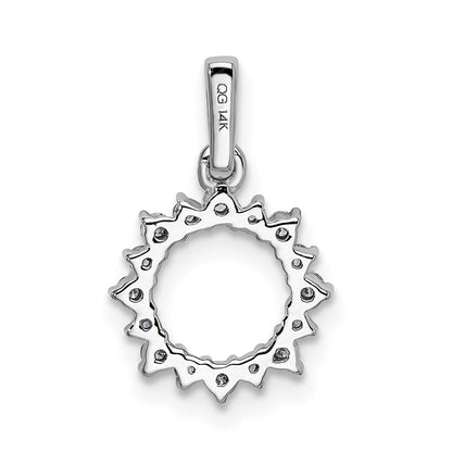 14k White Gold .08ct. Real Diamond and Blue Topaz Fancy Circle Pendant