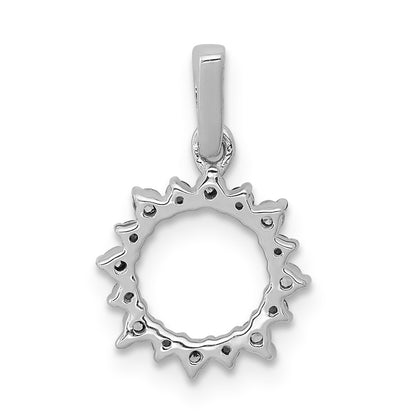 14k White Gold Real Diamond and .08 Citrine Fancy Circle Pendant