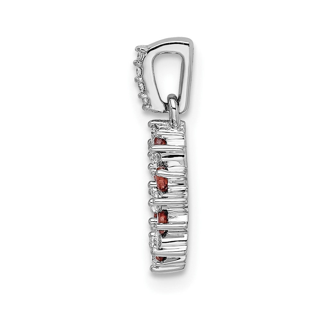 14k White Gold Real Diamond and .08 Garnet Fancy Circle Pendant