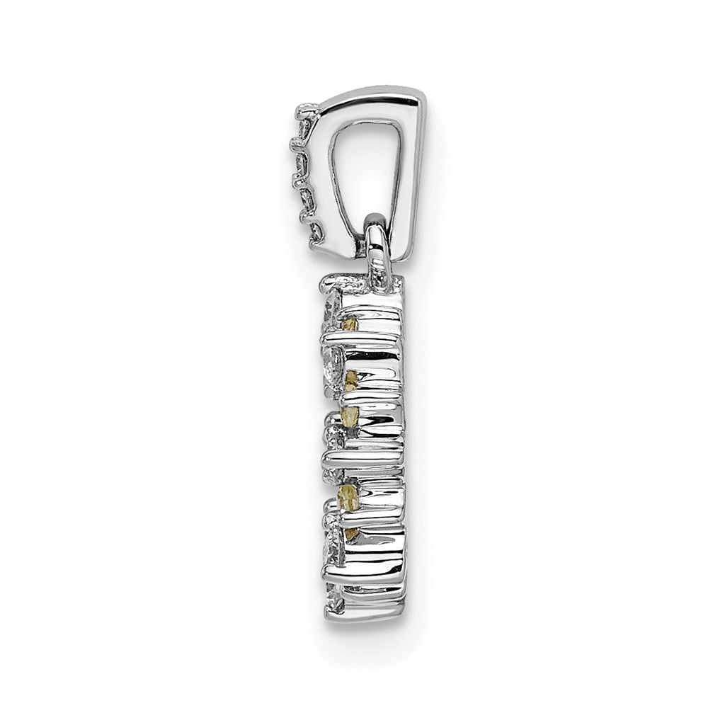 14k White Gold Real Diamond and .08 Peridot Fancy Circle Pendant