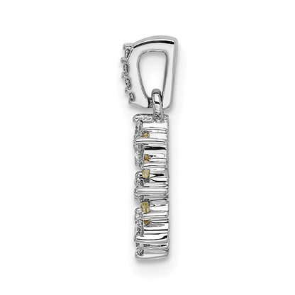 14k White Gold Real Diamond and .08 Peridot Fancy Circle Pendant