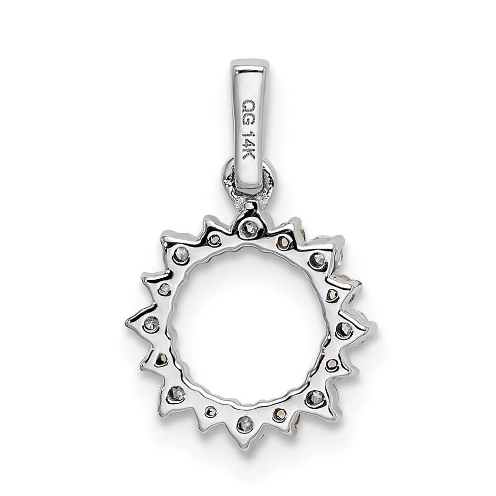14k White Gold Real Diamond and .08 Peridot Fancy Circle Pendant