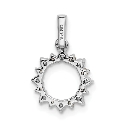 14k White Gold Real Diamond and .08 Peridot Fancy Circle Pendant